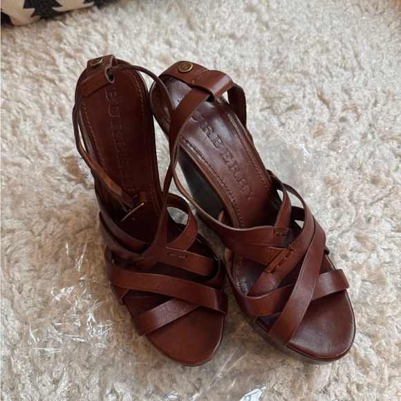 Burberry Women's Brown Leather Sandals wedges - Picture 7 of 11